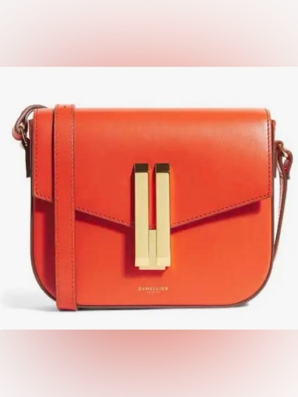 DeMellier Orange Vancouver Leather Crossbody with Gold Hardware